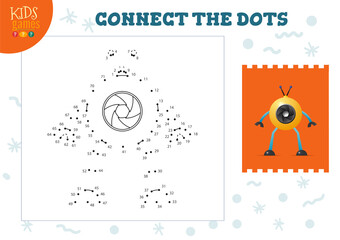 Connect the dots kids game vector illustration. Preschool children educational activity