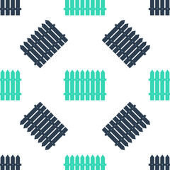 Green Fence wooden icon isolated seamless pattern on white background. Garden fence sign. Vector.