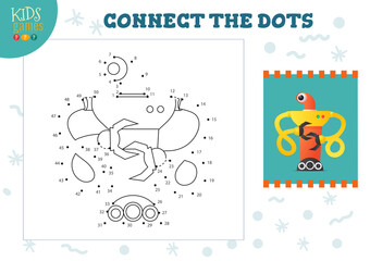 Connect the dots kids game vector illustration. Preschool children educational activity