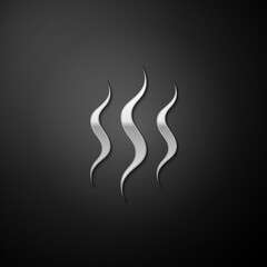 Silver Steam icon isolated on black background. Long shadow style. Vector.