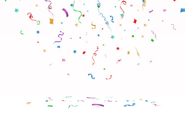 Vector illustration of falling confetti on a transparent background.
