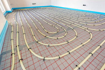 underfloor heating in construction of new residential house