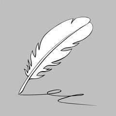 Bird pen for writing. Hand drawn sketch. Vector isolated illustration.