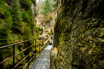 Hiking path railings in the mountains - Szklarska Poręba Wodospad Szklarki