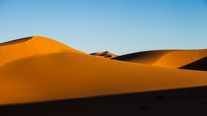 Fototapeta na wymiar Wydmy piaskowe na Saharze, Maroko, 2017r.