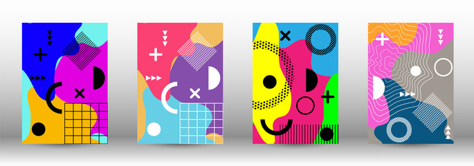 Modern abstract vector banner set. Colorful trendy illustration. Minimal geometric shape. Creative vector banner illustration.