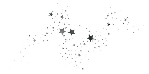 Silver star of confetti. Falling stars on a white background. Illustration of flying shiny stars. Decorative element. Suitable for your design, cards, invitations, gift, vip.