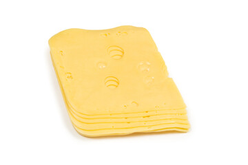 Cheese slice isolated on white background.