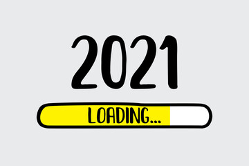 Doodle Yellow Download bar. 2021 loading text. Web page template. Printable poster.