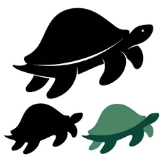Gordijnen Logo, symbol, icon of a water turtle. © Natalia