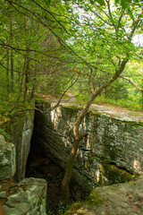Natural stone bridge on the hiking trail at Bell Smith Springs, Shawnee National forest, Illinois.