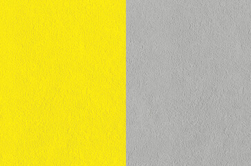 Colors of the year 2021 Illuminating yellow and ultimate gray. background, texture of fabric, decorative plaster. trendy beauty, fashion, design concept. copy space, place for text