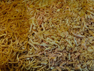 pieces of dried squid on the store counter