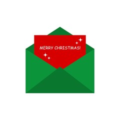 Envelope with postcard greeting or invitation Merry Christmas. Vector illustrations on a festive theme.