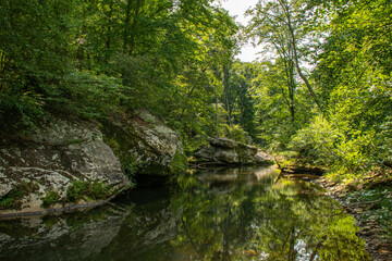 rock formations along the creek in the Bell Smith Springs area of the Shawnee National Forest in southern Illinois.