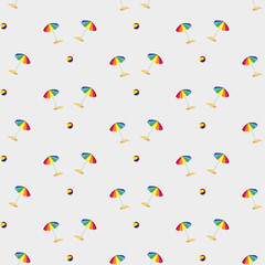 Summer comes, umbrella and ball textile pattern design. vector illustration.