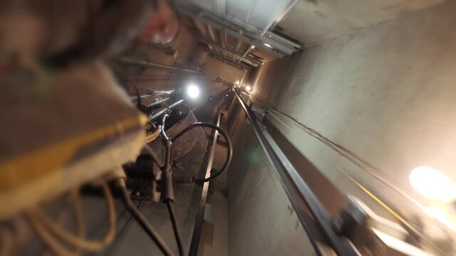 Elevator shaft tunnel. Elevator shaft of a multi-storey building.