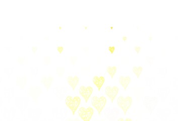 Light Orange vector pattern with colorful hearts.