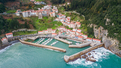 aerial view of elantxobe maritime town, Basque country