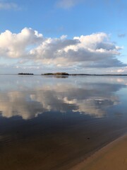 Sunset on the karelian lake