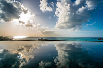 clouds over the ocean reflection