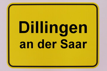 Illustration eines Stadteingangsschildes der Stadt Dillingen an der Saar