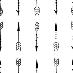 Scandinavian seamless pattern. Vector black and white monochrome scandi print. Child trendy background.