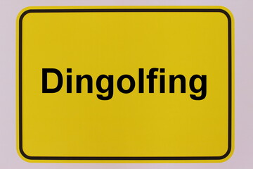 Illustration eines Stadteingangsschildes der Stadt Dingolfing