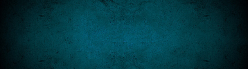 Dark black turquoise stone concrete paper texture background panorama banner long, with space for text	