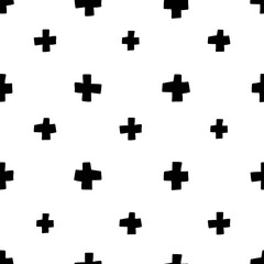 Scandinavian seamless pattern. Vector black and white monochrome scandi print. Child trendy background.