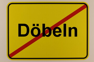 Illustration eines Stadtausgangsschildes der Stadt Döbeln
