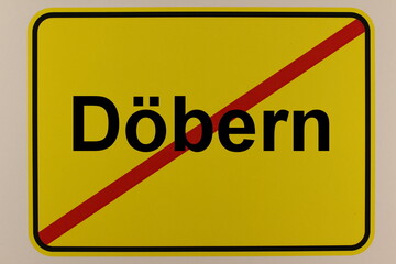 Illustration eines Stadtausgangsschildes der Stadt Döbern