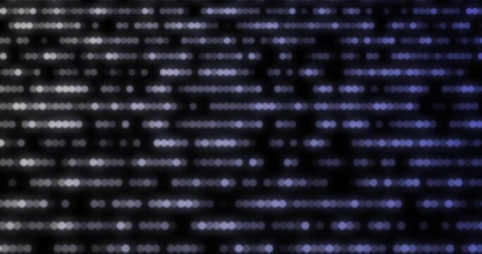 Abstract background concept for data network and analysis. Grid of glowing bright point and geometric pattern moving on dark background. Technology data visualization transfer. Connection and network