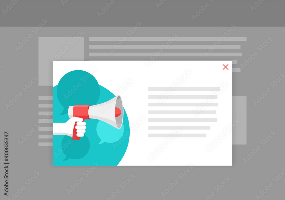 Wall mural announcement pop-up window template