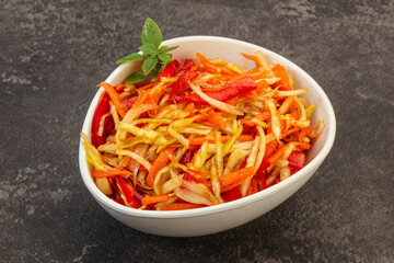 Cabbage salad with carrot and pepper