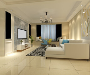 3d render. Modern living room interior.