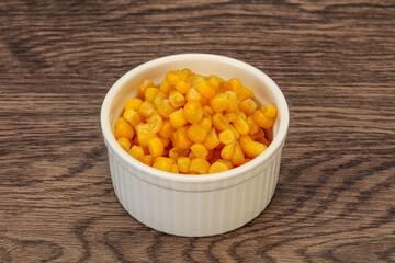 Sweet corn seeds in the bowl