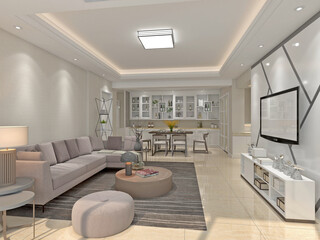 3d render. Modern living room interior.