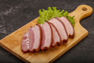 Tasty smoked pork brisket slice