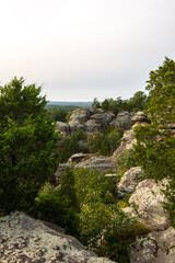 View out over the Garden Of The Gods as sunset approaches.  Shawnee National Forest, Illinois.