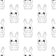 Vector illustration. Seamless pattern
hare doodle on a white background. Design element for poster, banner, clothes.