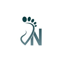 Letter N icon logo combined with footprint icon design