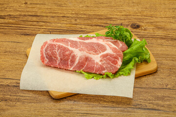 Raw pork meat neck steack