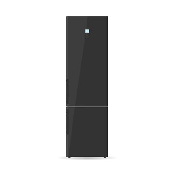 Black refrigerator icon. Fridge freezer.