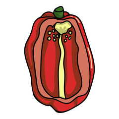 Red sweet pepper. Doodle cut pepper