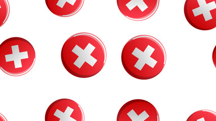 Obraz premium Endless seamless pattern of medical scientific medical items of the crosses in a circle on a white background. illustration