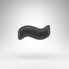 Tilda symbol on white background. Black leather 3D sign with skin texture.