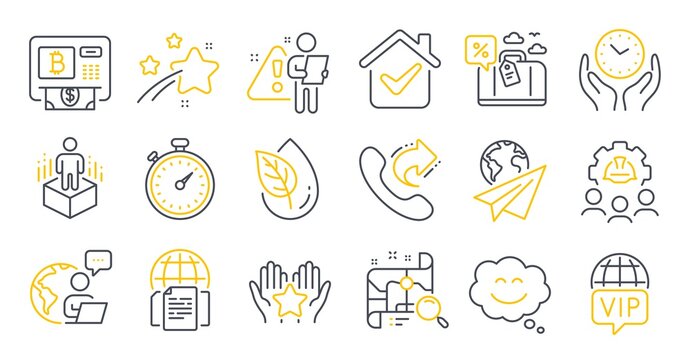 Set of Technology icons, such as Vip internet, Internet documents, Augmented reality symbols. Timer, Share call, Paper plane signs. Engineering team, Smile chat, Search map. Bitcoin atm. Vector