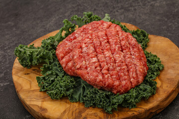 Raw beef burger cutlet for cooking