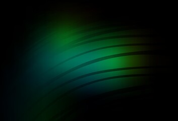Dark Green vector pattern with curved lines.